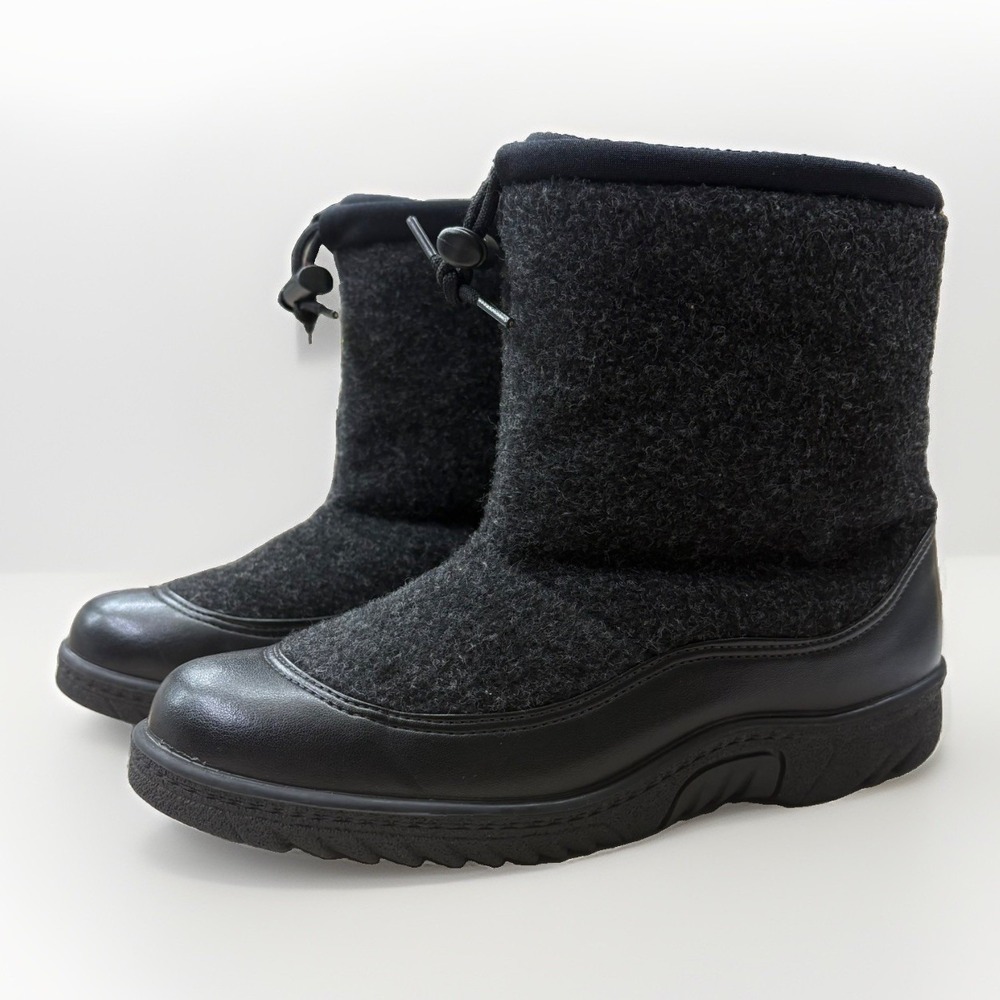 Wanderlust Alpine Womens Waterproof Winter Boots Grey Wool Felt Pull On Size 10M